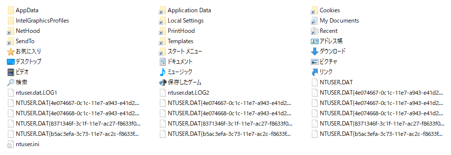 ユーザプロファイルフォルダ