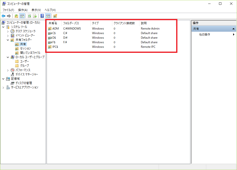 管理共有と隠し共有