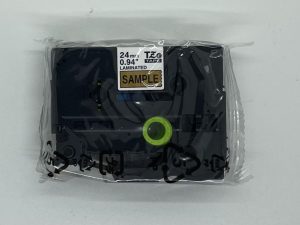 お試しテープカセット 24mm幅 ラミネート プレミアムゴールド地/黒文字 2m巻