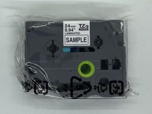 お試しテープカセット 24mm幅 ラミネート 白地/黒文字 4m巻