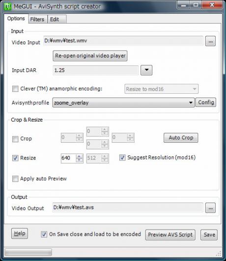 AviSynth creatorの【Options】タグ